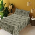 thumbnail image 2 of Ambesonne Tropical Fitted & Flat Sheet with Sham 3 Pcs Set, Continuous Exotic Foliage, Twin XL, Dark Khaki Cocoa and White, 2 of 5