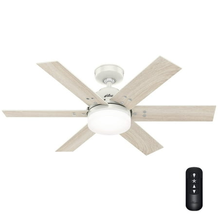 Restored Hunter Fan 44 inch Transitional Fresh White Finish indoor Ceiling Fan with Light Kit and Remote Control (Refurbished)