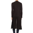 thumbnail image 4 of Imagenation Solid Ribbed Long Sleeve Cardigan with Slit Sides, Small, Black, 4 of 4