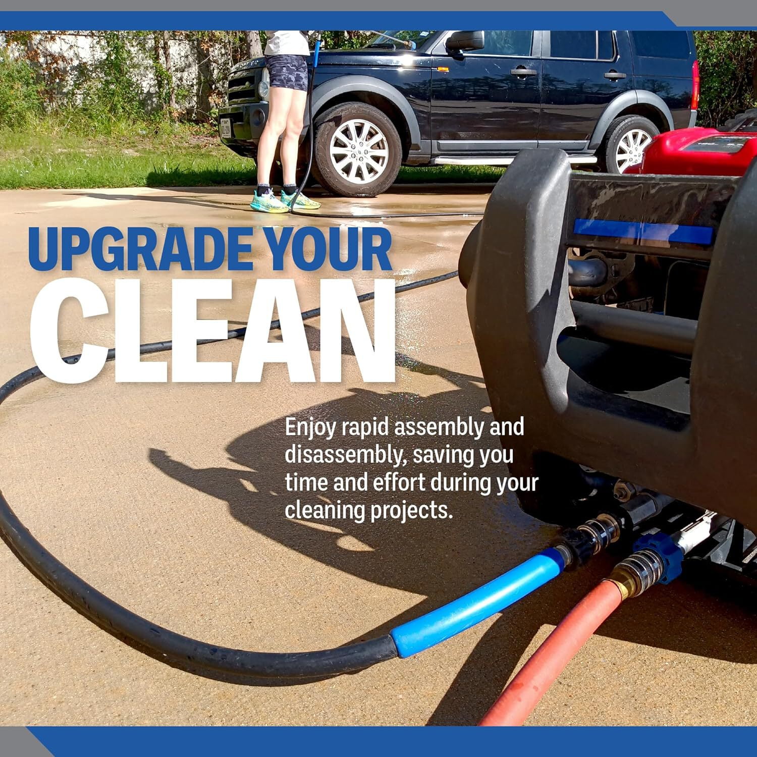 ESSENTIAL WASHER Pressure Washer Hose Quick Connect Kit, M22-14mm to 3/8' Male Female, Includes 2 Female  2 Male M22-14mm Plugs, 2 Male Garden Hose Plugs, 2 Female Garden Hose QC, O-Rings
