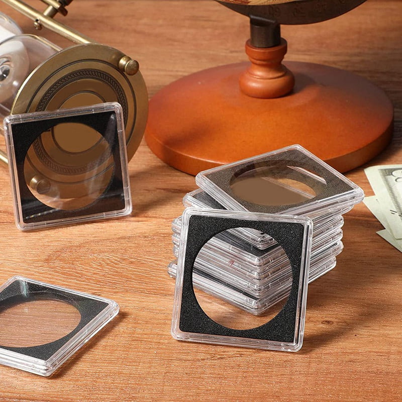 80 Pcs Silver Dollar Coin Holder, 2 X 2 Half Dollar Coin Holder Coin Capsule Coin Snap Plastic Coin Holder, 37.5mm