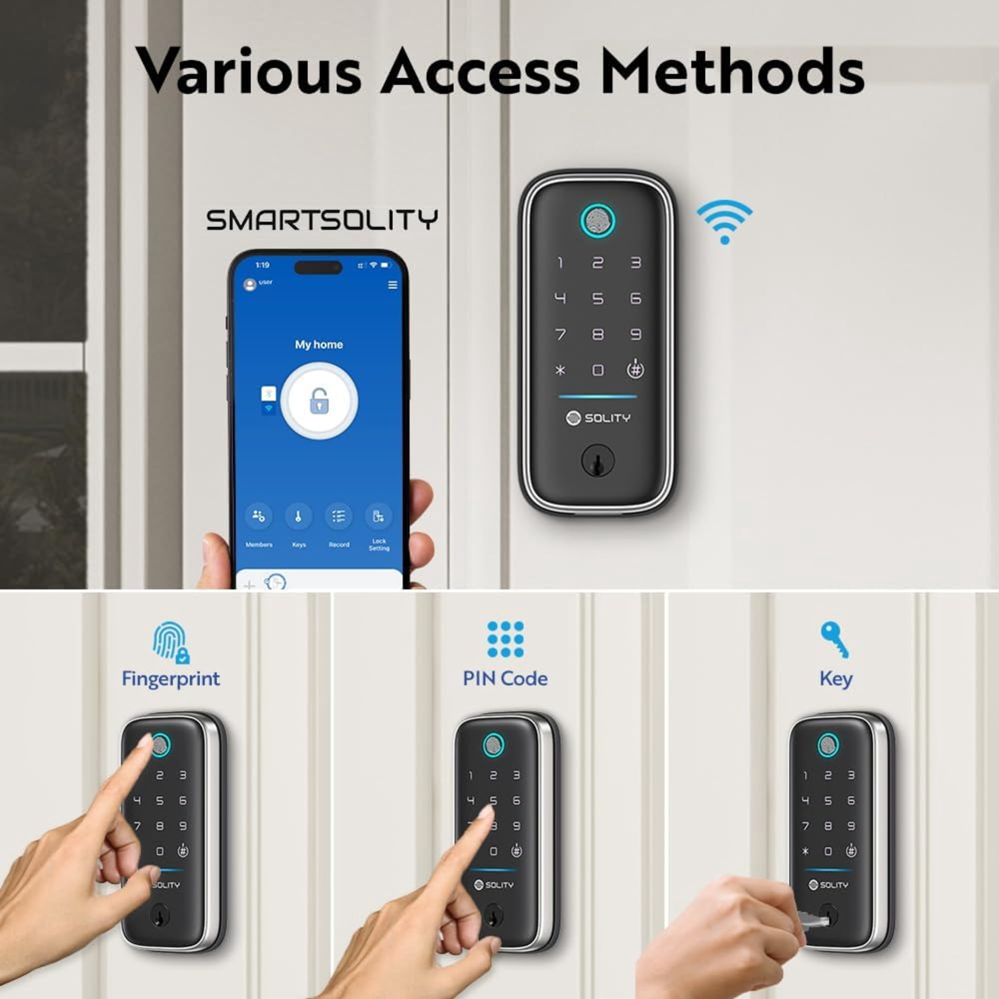 Solity GT5BKSN Satin Nickel Smart Deadbolt Door Lock