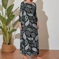 thumbnail image 5 of Large Size Grey Black Bandana Paislry Pattern Long Sleeved Dress Women Dress for Parties Elegant Chic Evening Dresses, 5 of 7