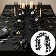 thumbnail image 2 of Halloween Black Maple Leaf Decor, Realistic Artificial Leaf Garland, Gothic Hanging Foliage Accent, Door Mantel Wall Party Display, Spooky Seasonal Holiday Decoration, 2 of 9