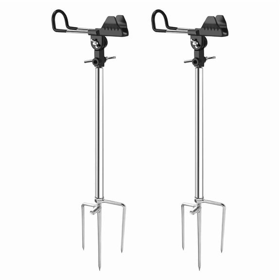 2 Pack Fishing Rod Holders for Bank Fishing, Multifunctional Stainless Steel Fishing Pole Holders for Ground,2 x Fishing Rod Holders