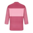 thumbnail image 3 of YLSDY Fashion Men's Plus Size Striped Shirts Trendy Color Block 2025 Summer Pullover Tops Casual Loose Round Neck Long Sleeve Shirt Pink S, 3 of 4