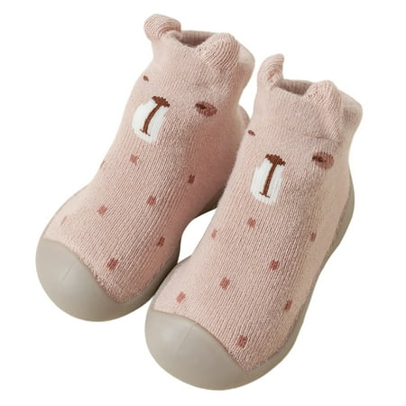 

Kid Shoes Walking Floor Shoes And Socks Non Slip Soft Sole Baby Shoes Winter New Warm Baby Socks Toddler Girl Sneakers Pink 18