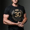 Optimum Nutrition | Tee Shirt - Exclusive 30-Year Anniversary, Gold Standard, 100% Cotton | Black, Size Large