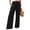 Black, variant on Women’s Spring Summer Linen Wide Leg Culottes, Airy Plain Weave Fabric, Elastic Waist Pockets, Loose Vacation Style Daily Long Pants Gray M