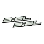 2 x (pair/set) 3.8L Liter Embossed SILVER on Black on Highly Polished Real Aluminum Auto Emblem Badge Nameplate for Buick Chevy Chevrolet Camaro Hyundai Porsche Jeep Wrangler Nissan Chrysler Dodge