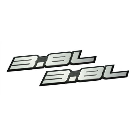 2 x (pair/set) 3.8L Liter Embossed SILVER on Black on Highly Polished Real Aluminum Auto Emblem Badge Nameplate for Buick Chevy Chevrolet Camaro Hyundai Porsche Jeep Wrangler Nissan Chrysler Dodge