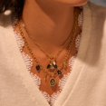 thumbnail image 3 of NICKSUN 18K Gold Plated Stainless Steel Vintage Tulip Pendant Necklace, Multi Charms Cross Key Heart Bead Thick Link Chain Clavicle Jewelry for Women, 3 of 7