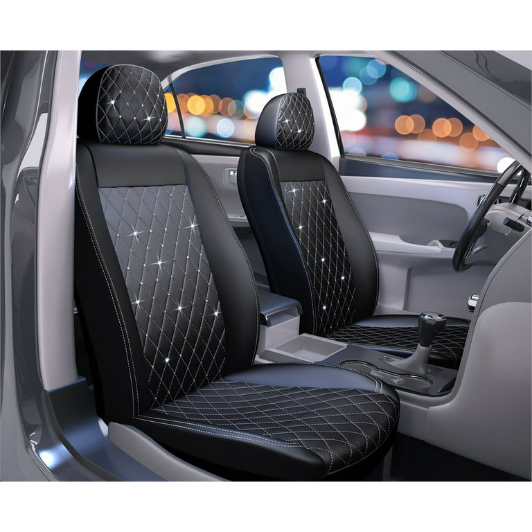 Deluxe Faux Leather 47 in. x 23 in. x 1 in. Diamond Pattern Car Seat  Cushions