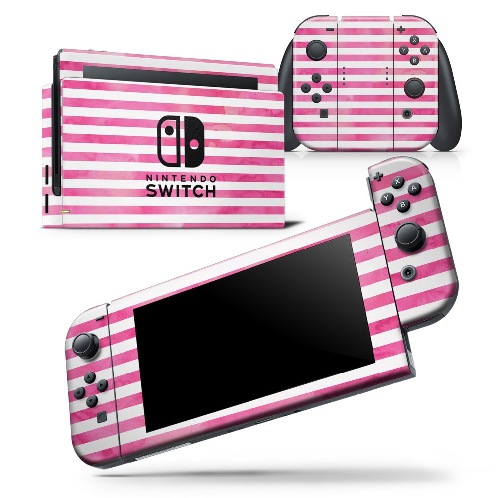 the Grungy Pink Watercolor with Horizontal Lines Skin Wrap Decal