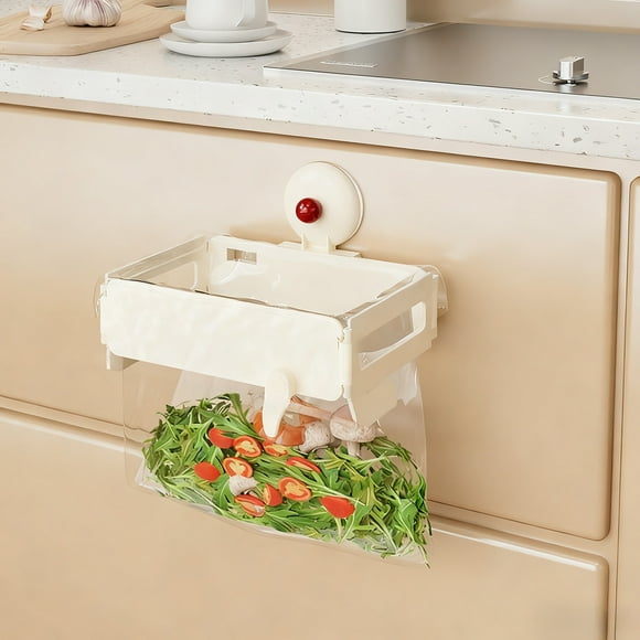 Foldable Garbage Bag Holder Suction Cup Wall Mounted Plastic Bag Hanger for Kitchen Cabinet Bathroom Trash Storage Rack Organizer Easy Install Space Saver for Small Spaces and Rvs Sopatenor