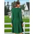 thumbnail image 4 of DARING DIVA V Neck Wrap Swiss Dots Lantern Sleeve Midi Swing Dress M Green, 4 of 6