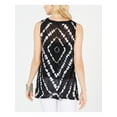 thumbnail image 2 of INC Womens Black Lace Up Printed Sleeveless V Neck Trapeze Top S, 2 of 4