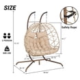 thumbnail image 4 of 2 Person Rattan Wicker Egg Chair, Oversized Double Swing Chair with Metal Stand, Patio Basket Hanging Chair Hammock Chair with Padded Cushion, Porch Swing Loveseat for  Outdoor, Khahi, 4 of 9