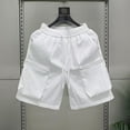 thumbnail image 2 of Men's Casual Shorts Sec Shorts Beach Wedding Men with Pockets Flashy Tie 4 8 Active Fuzzy Compression Cool for Men's Summer Fashion Thin Five Quarter Pants Solid Color White XL, 2 of 7