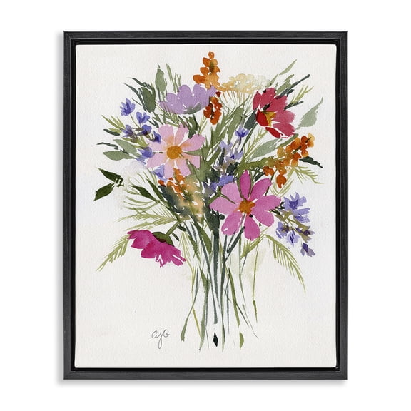 Stupell Industries Eclectic Simple Mixed Bouquet Black Floating Frame Canvas Art, 17 x 21, by Alexandria Gilbert Kincaid