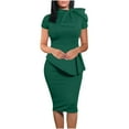 thumbnail image 1 of Vestido cruzado a la cadera con volantes y manga corta con cuello redondo irregular Sexy a la moda de verano para mujer Fridja  bnh2178, 1 of 9