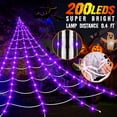 thumbnail image 2 of Decoraciones de Halloween al aire libre, 200 luces LED de tela de araña gigantes de Halloween, tela de araña iluminada de 16.4 pies para decoración de casa encantada en el patio, 2 of 5