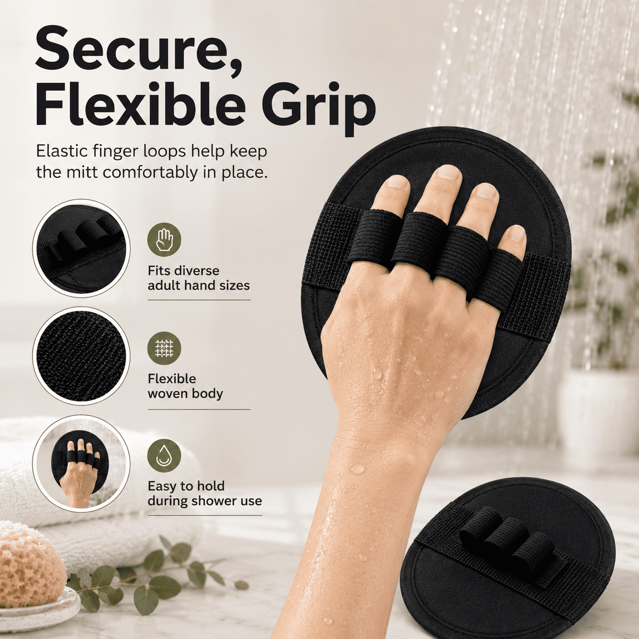 Vivanchor Exfoliating Glove, Textured Finish Paired with a Flexible Design, Flexible Design and Easy to Rinse, Quick-Drying and Portable Material, Soak in Warm Water Before Use, Ideal for Bathing