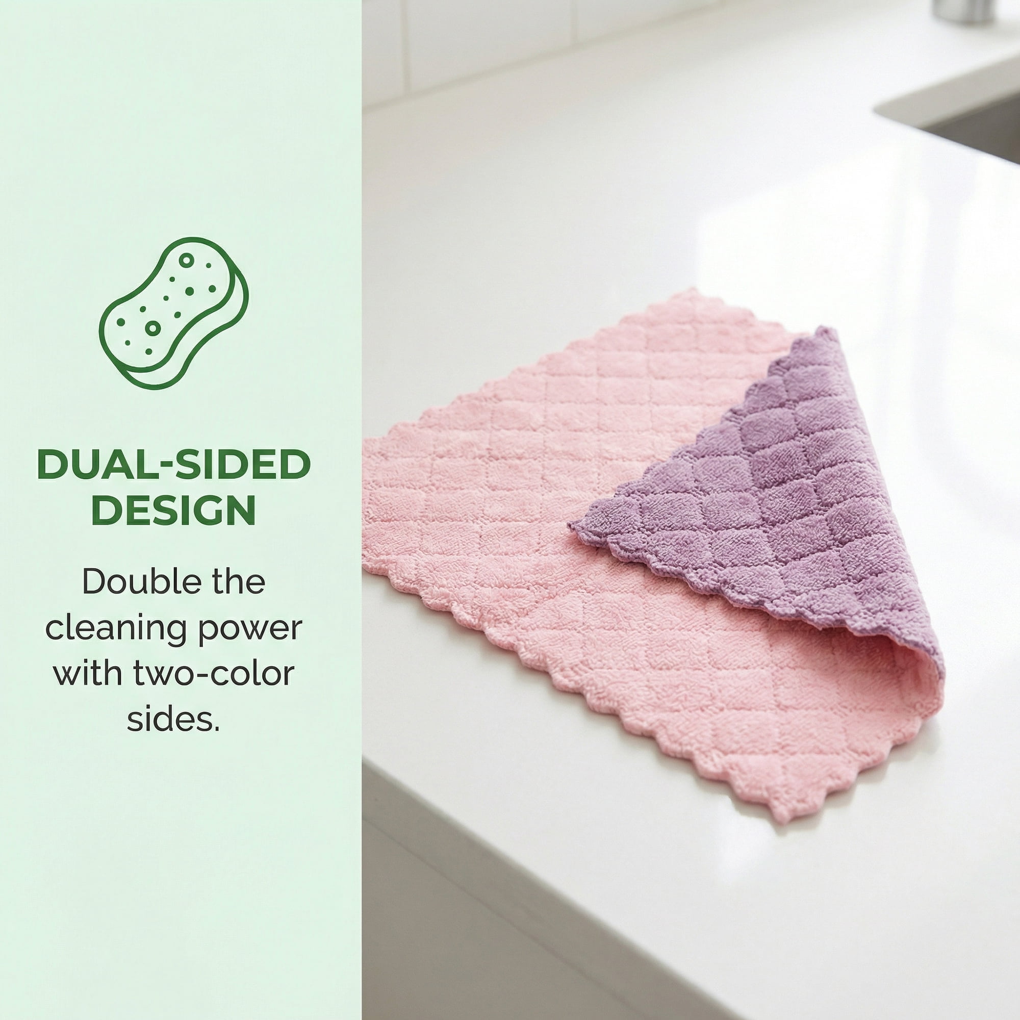 Unique Bargains 3pcs Kitchen Absorbent Microfiber Cleaning Towels Pink Purple 12" x 12"