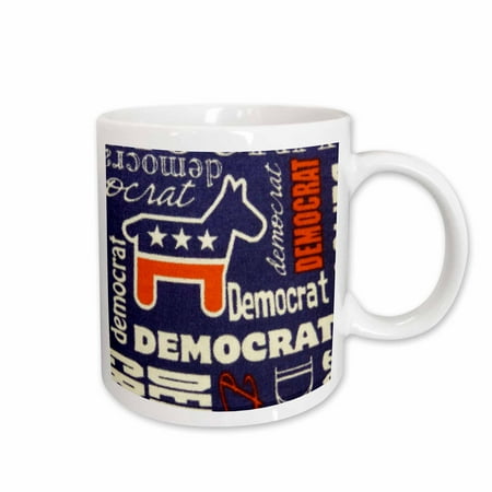 

3dRose Red White Blue Democrat Ceramic Mug 11-ounce