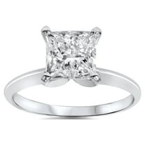 Pompeii 1ct Solitaire Princess Cut Diamond Engagement Ring 14K White Gold (G/H,I1-I2)