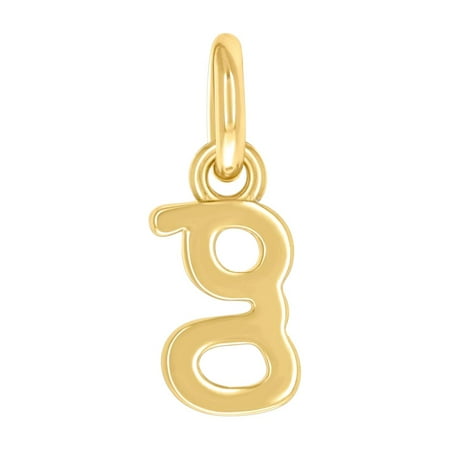 925 Sterling Silver Yellow-tone Unisex Letter Name Personalized Monogram Initial Small Alphabet G Charm Pendant Necklace
