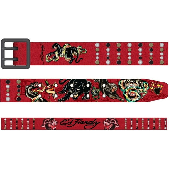 Ed Hardy Panther Snake Belt - VB93806EHQA (Red, 32)