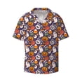 thumbnail image 2 of Lsque Pumpkin And Flying Bat1 print Men's Cuban Collar Short Sleeve Shirt Summer Beachwear Casual Button Down Fashionable Vacation Leisure Shirt-X-Large, 2 of 7