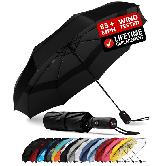 Repel Travel Umbrella Compact Rain & UV Protection, Windproof up to 85 MPH
