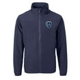thumbnail image 2 of Men's Cutter & Buck  Navy Sporting Kansas City Big & Tall Charter Eco Knit Recycled Full-Zip Hoodie Jacket, 2 of 3