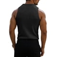 thumbnail image 3 of Mens High Neckline Tank Top Gym Workout Sleeveless Ribbed Solid Tank Top Athletic Shirts Dark Gray 2XL, 3 of 4
