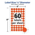 thumbnail image 4 of Avery Dot Stickers, 1/2" Diameter, Neon Coral, 840 Total (5051), 4 of 6