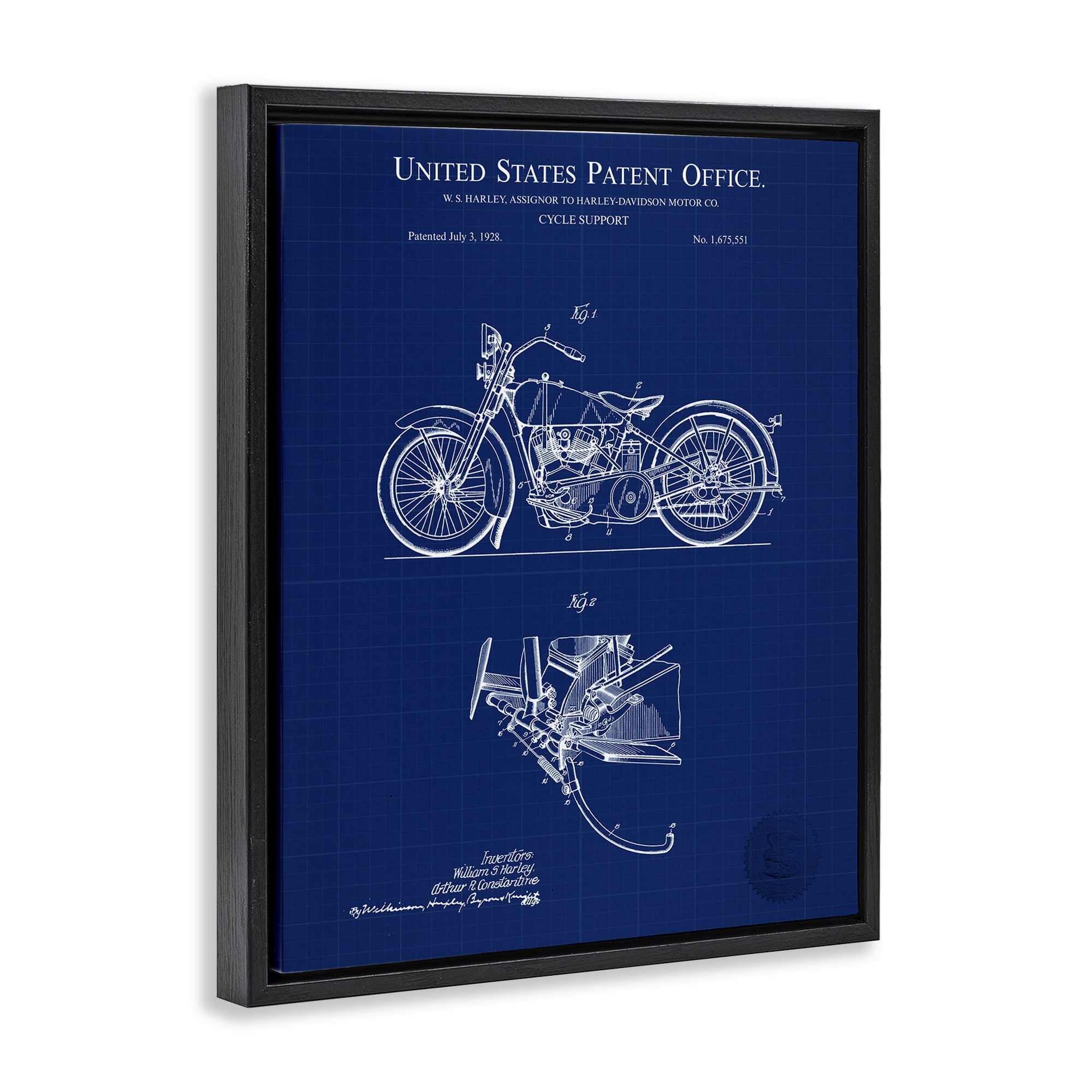 Stupell Industries Cycle Support Blueprint Transportation Painting Black Floater Framed Art Print Wall Art, 25 x 31