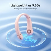 JISULIFE Portable Neck Fan, Wearable Fan, Bladeless Fan Hands-Free Cooling, Quiet 25dB, 5 Speeds, 16H Battery Life, Ideal for Indoor/Outdoor, Gift for Women, Men - Pink