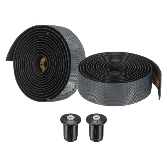 Uxcell PU EVA Bike Handlebar Tape 1 Pair Soft Bicycle Bar Tape One Size with End Plugs Adhesive Backs Grey