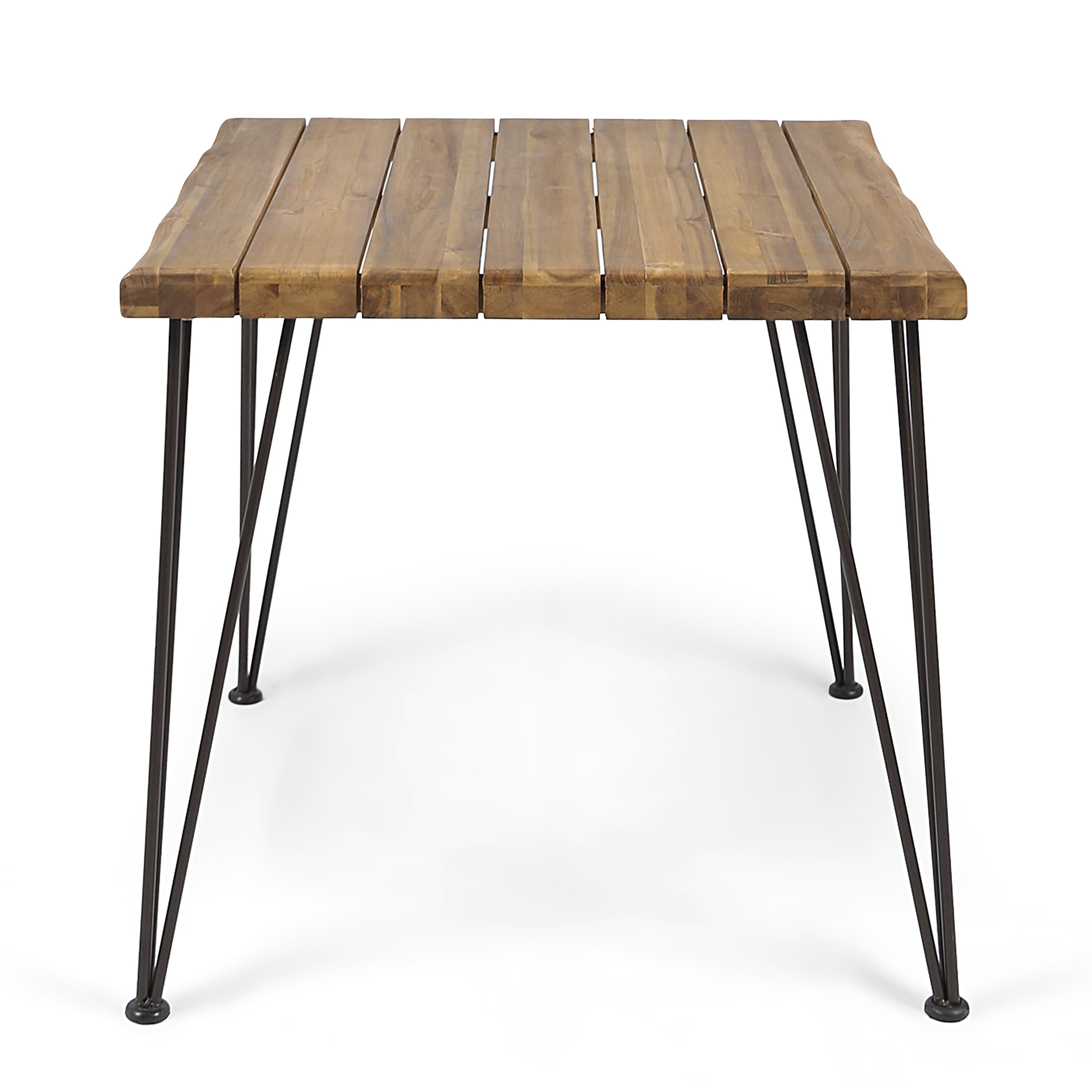Euroco 32.5" Farmhouse Dining Table for 2, Square Kitchen Table Dinner Table with Metal Legs for Dining Room, Home Office,Teak