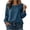 Navy, variant on Solid Long Sleeve Crew Neck Blouses for Women Side Decor Buttons Split Hem Bubble Cuff Textured Pullover Tops