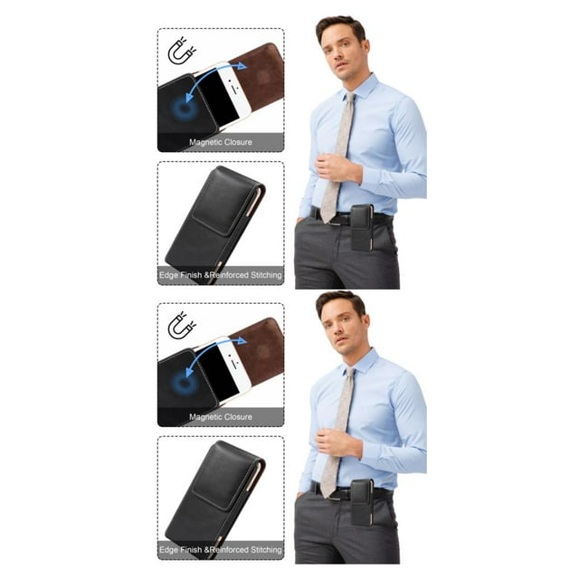 Youkk Black Tear-resistant And Impact-resistant PU Made Holster Belt Case Parties Fine Stitching Case 2Set