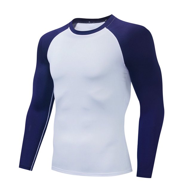 cllios Men's Compression Shirts Long Sleeve Athletic Workout Sports Undershirt Base Layer Colorblock Print Crewneck Muscle Tshirts
