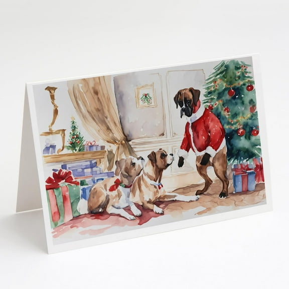 Fawn Boxer Christmas Greeting Cards and Envelopes Pack of 8 7 in x 5 in