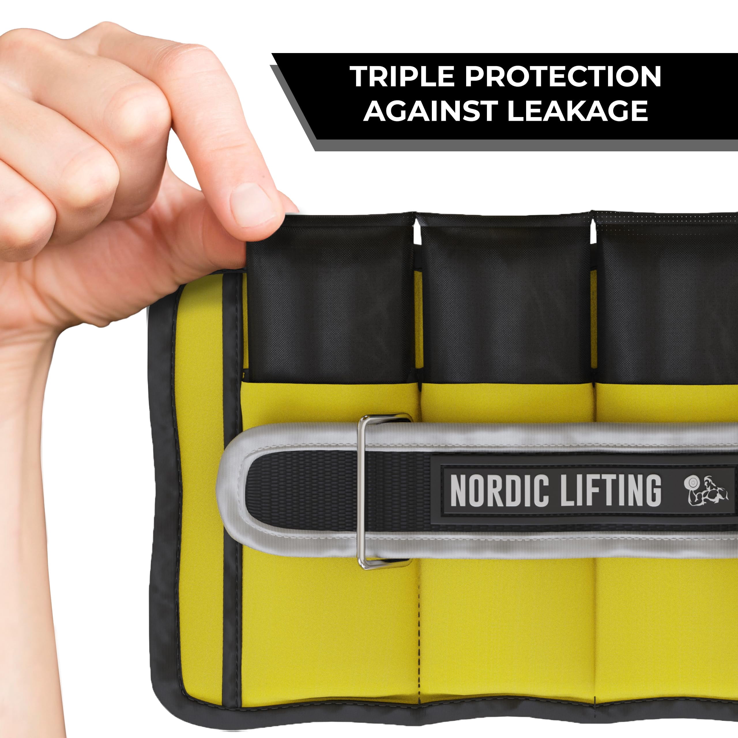 Nordic Lifting Adjustable Ankle Weights for Women and Men 2 4 6 8 10 Lbs, 1 Pair - Canary Yellow