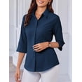 thumbnail image 5 of Zeagoo Women Work Shirts Button Down Three Quarter Sleeve Short Sleeve Office Blouses for Women, 5 of 6