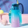 thumbnail image 4 of JUSTLET 24oz Sports Water Bottle with Motivational Time Marker & Leakproof Lid, Green Purple, 4 of 9