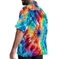 thumbnail image 3 of tie dye135 Men's Short Sleeve Hawaiian Poplin Shirt - Casual Printed Button Down Summer Beach Shirt for Men, 3 of 6