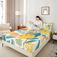 thumbnail image 4 of Castle Fairy Teens Children Yellow Flower 4 Pieces Queen Sheet Sets,Spring Graden Ultra Soft Flat Sheet,Chic Flower Queen Fitted Sheet,Luxury Bedroom Decor, 4 of 7
